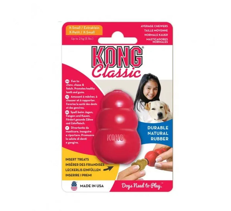 Xs-Size KONG Classic Dog Chew Toy Collection up to 5Lbs(2Kg) Rubber Gourd Bite Leakage Pets Dogs Toy Trainer Exercise Puppy
