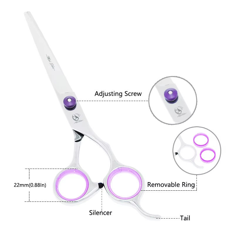 7 Inch  Japan Steel Dog Grooming Scissors Pet Straight Curved Cutting Thinning Hair Shears Animals Trimming Tools B0007A