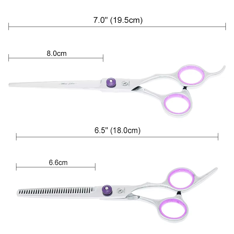 7 Inch  Japan Steel Dog Grooming Scissors Pet Straight Curved Cutting Thinning Hair Shears Animals Trimming Tools B0007A
