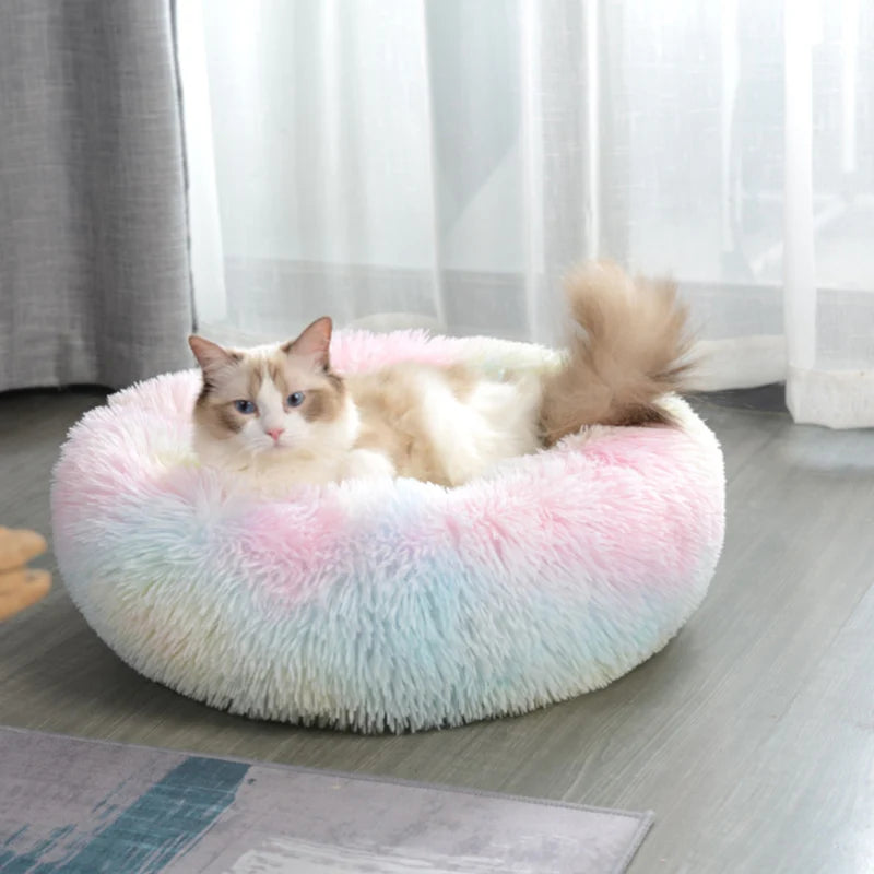 70 X 70Cm Soft Fluffy Pet Dog Cat round Bed Rainbow