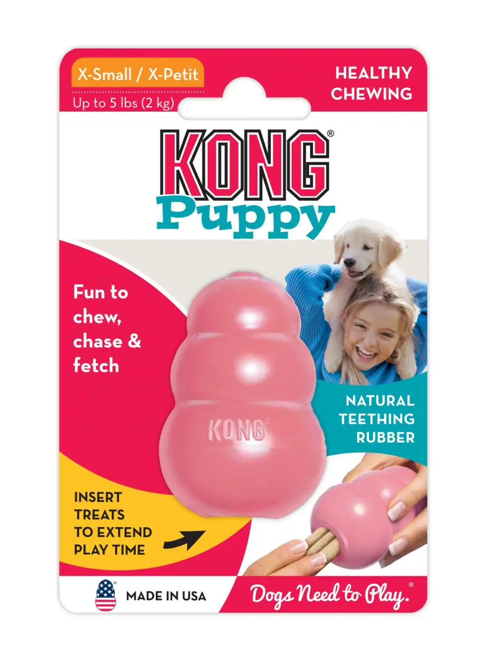 Xs-Size KONG Classic Dog Chew Toy Collection up to 5Lbs(2Kg) Rubber Gourd Bite Leakage Pets Dogs Toy Trainer Exercise Puppy