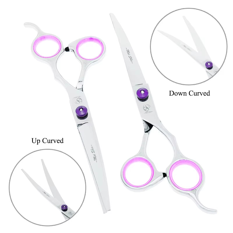 7 Inch  Japan Steel Dog Grooming Scissors Pet Straight Curved Cutting Thinning Hair Shears Animals Trimming Tools B0007A