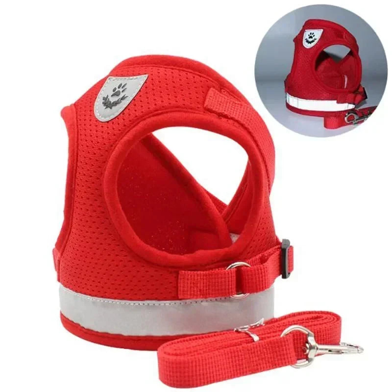 Vest Harness Leash Adjustable Mesh Vest Dog Harness Collar Chest Strap Leash Harnesses with Traction Rope XS/S/M/L/XL