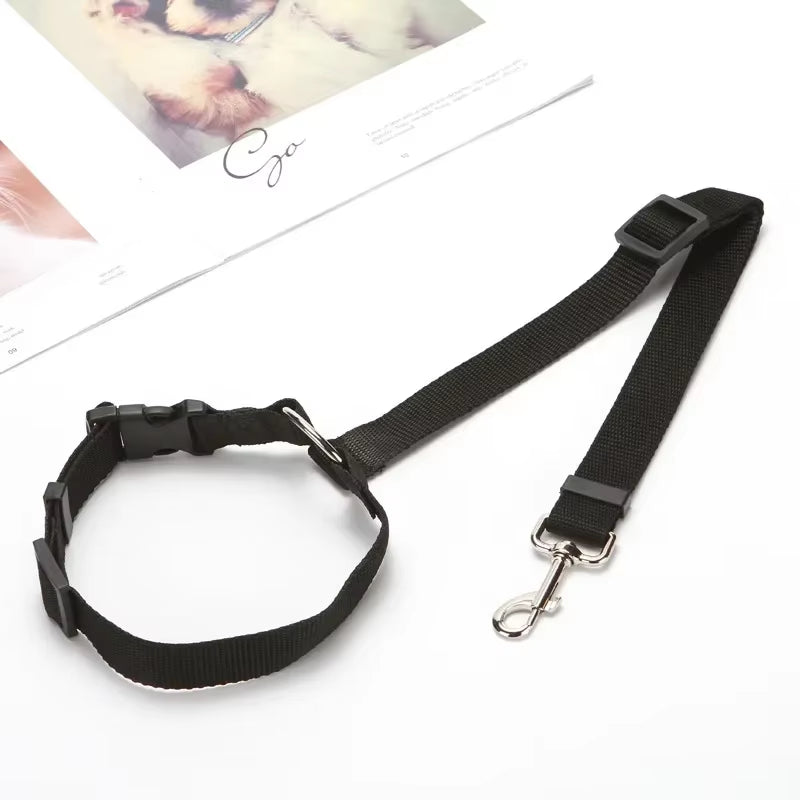 Car Seat Belt for Dogs 2 in 1 Nylon Lead Leash Adjustable Backseat Safety Pet Harness Travel Collar Accessories Pet Collars