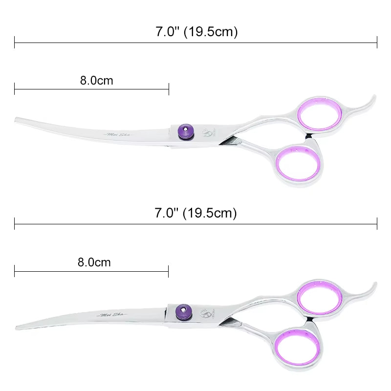 7 Inch  Japan Steel Dog Grooming Scissors Pet Straight Curved Cutting Thinning Hair Shears Animals Trimming Tools B0007A