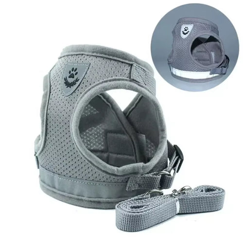 Vest Harness Leash Adjustable Mesh Vest Dog Harness Collar Chest Strap Leash Harnesses with Traction Rope XS/S/M/L/XL